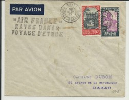 SOUDAN - 1937 - ENVELOPPE Per AVION AIR FRANCE De KAYES Pour DAKAR - VOYAGE D'ETUDE - Briefe U. Dokumente