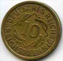 Allemagne Germany 10 Reichspfennig 1925 A J 317 KM 40 - 10 Rentenpfennig & 10 Reichspfennig
