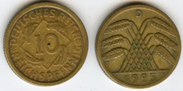 Allemagne Germany 10 Reichspfennig 1925 D J 317 KM 40 - 10 Rentenpfennig & 10 Reichspfennig