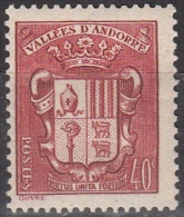 Andorre Français 1942 Michel 84 Neuf * Cote (2008) 1.00 Euro Armoiries Des Vallées - Unused Stamps