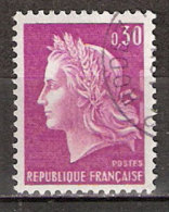 Timbre France Y&T N°1536 (06) Obl  Marianne De Cheffer.  0 F.30  Lilas. Cote 0,15 € - 1967-1970 Marianna Di Cheffer