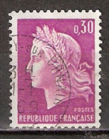 Timbre France Y&T N°1536 (11) Obl  Marianne De Cheffer.  0 F.30  Lilas. Cote 0,15 € - 1967-1970 Marianne De Cheffer