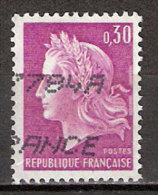 Timbre France Y&T N°1536 (09) Obl  Marianne De Cheffer.  0 F.30  Lilas. Cote 0,15 € - 1967-1970 Marianne De Cheffer