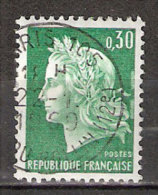 Timbre France Y&T N°1536A (08) Obl  Marianne De Cheffer.  0 F.30 Vert. Cote 0,15 € - 1967-1970 Maríanne De Cheffer