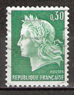 Timbre France Y&T N°1536A (11) Obl  Marianne De Cheffer.  0 F.30 Vert. Cote 0,15 € - 1967-1970 Maríanne De Cheffer