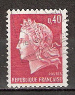 Timbre France Y&T N°1536B (06) Obl  Marianne De Cheffer.  0 F.40 Rouge Carminé. Cote 0,20 € - 1967-1970 Marianna Di Cheffer