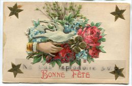 - 2 Cartes 1er Avril, Poissons, Et Bonne Fête, Magnifique, Canivet, Gaufré, Fleurs,. Belles Couleurs, BE, Scans. - 1 April (aprilvis)