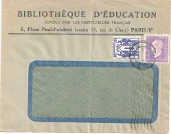 3155 PARIS 91 Lettre à Entête BIBLIOTHEQUE EDUCATION Chaînes Brisées Yv 673 50c Dulac 1 F Lilas Yv 689 - Covers & Documents