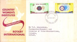 NEW ZEALAND 10.02.1971 FIRST DAY COVER - COUNTRY WOMEN'S INSTITUTES - Brieven En Documenten