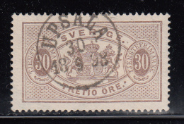 Sweden Used Scott #O22 Facit #TJ21v3 30o Official, Brown Variety: Two Stops After ´ORE´ - Servizio