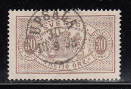 Sweden Used Scott #O22 Facit #TJ21v3 30o Official, Brown Variety: Two Stops After ´ORE´ - Service