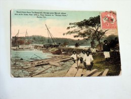 Carte Postale Ancienne : FIJI : SUVA , Road From Swa To Hospital, Bridge Over Marsh, Stamp - Fiji