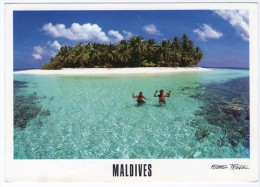 MALDIVES - ATOLL (PHOTO MICHAEL FRIEDEL No.23-140) / AIRPORT CANCEL / THEMATIC STAMP-FLOWERS - Maldives