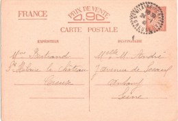 3207 St HILAIRE Le CHÂTEAU Creuse Carte Entier Iris Sans Valeur Ob 24 1 1941 FB 04 Recette Distribution Lautier B3b - Lettres & Documents
