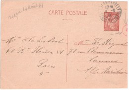 3208 St JEAN D'ANGELY Charente Inférieure Carte Entier Iris 80 C Yv 431-CP1 Ob 9 8 1941  Censure Contrôle 2 - Brieven En Documenten