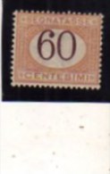 ITALIA REGNO ITALY KINGDOM 1924 SEGNATASSE POSTAGE DUE TASSE CENT.  60 MH - Taxe