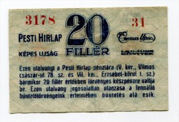 Hongrie Hungary Ungarn (ND)  20 Filler "" PESTI  HIRLAP "" # 2 - Hungría