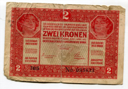 Hongrie Austria Hungary 2 Kronen 1917 Serial > 7000  RARE !!!!!!! # 3 - Hungría