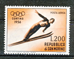 San Marino PA 1955 7° Giochi Olimpici Invernali N 116 Lire 200 Arancio E Bruno MNH - Corréo Aéreo