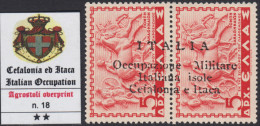 ITALY - CEFALONIA E ITACA - N.18 Sopr. Di Agrostoli - Cv 1300 Euro - GOMMA INTEGRA - MNH** - Cefalonia & Itaca