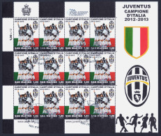 2013 SAN MARINO "JUVENTUS CAMPIONE D´ITALIA 2012/2013" MINIFOGLIO ANNULLO PRIMO GIORNO - Used Stamps