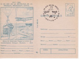 Romania  ; 1992  ; Transport ; Air Force In World War II ; WW2 ; Balloon Observation ; Pre-paid Postcard ; Spec. Cancell - Guerre Mondiale (Première)