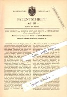 Original Patent - John Mosley And Arthur Booth In New Basford , 1881 , Pattern Apparatus For Weaving !!! - Other & Unclassified