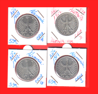 ALEMANIA R.F. MONEDAS DE 5.00 DM -AÑO 1957-CECAS D-F-G-J - 5 Marcos