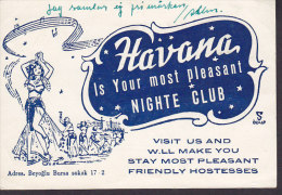 Turkey HAVANA NIGHT(e) CLUB Card 1954 YESILKÖY To Sweden Douglas DC 3 Aeroplane Flugzeug - Covers & Documents