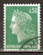 Timbre France Y&T N°1611 (07) Obl  Marianne De Cheffer.  0 F.30 Vert. Cote 0,15 € - 1967-1970 Marianna Di Cheffer