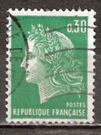 Timbre France Y&T N°1611 (08) Obl  Marianne De Cheffer.  0 F.30 Vert. Cote 0,15 € - 1967-1970 Marianna Di Cheffer