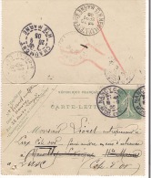 Carte Lettre 15c Semeuse Nancy Gare 1905 Destination Chaumont  Réexpédié Neuilly - L'Eveque - Letter Cards