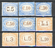 San Marino Tasse 1925 Colori Azzurro E Arancio Serie N. 19 - 27 MNH - Postage Due