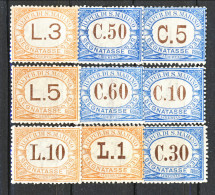 San Marino Tasse 1925 Colori Azzurro E Arancio Serie N. 19 - 27 MH - Timbres-taxe