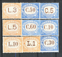 San Marino Tasse 1925 Colori Azzurro E Arancio Serie N. 19 - 27 MH - Strafport