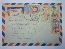 Enveloppe  Recommandée Au Départ De BRNO  à Destination De L´Angleterre  (12)   1962 - Storia Postale