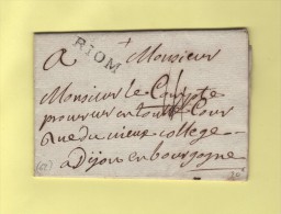 Riom - Puy De Dome - Courrier De Marcilly - 1780 - 1701-1800: Precursori XVIII