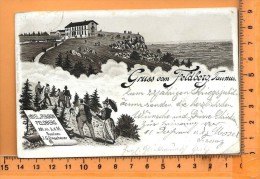 TAUNUS: Gruss Vom Feldberg, Lithographie Multi Vue, Altes Feldberghaus, J.G. Ungeheuer Besitzer - Taunus