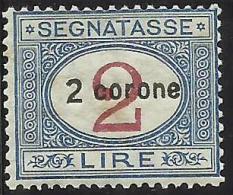 DALMAZIA 1922 SEGNATASSE TAXES TASSE POSTAGE DUE TAXE 2 CORONE SU 2 LIRE MNH - Dalmatia