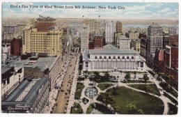 New York City NY - 42nd STREET Fm 6th AVENUE BIRDS EYE VIEW -BRYANT PARK~1920s Vintage Postcard [5705] - Panoramic Views
