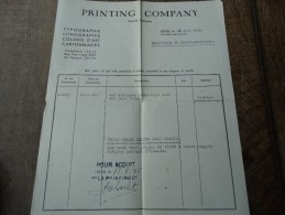 Facture Du 21/08/1945 De La Firme"PRINTING COMPANY) De Liege - Drukkerij & Papieren