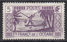 Polinesia, 1934/39 - 5c Spear Fishing - Nr.84 MLH* - Unused Stamps