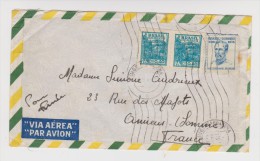 ENVELOPPE 1949  BRÉSIL BRASIL AÉREA PAR AVION VERS AMIENS FRANCE - 2 Scans - - Lettres & Documents