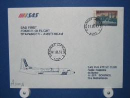 FFC First Flight 290 Stavanger Noorwegen - Amsterdam 1992 - A1145A (nr.Cat DVH) - Covers & Documents