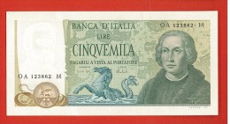 BANCA D'ITALIA 5.000 FDS - COLOMBO 3 CARAVELLE - 11 - 04 - 1973 - CARLI / BARBARITO - # OA123862 M - 5000 Liras