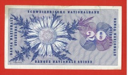 'SVIZZERA SUISSE - 20 FRANCHI SERIE 1970 - 68 G - # 014180 - QUALITA' BB - Schweiz