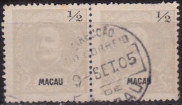 MACAU - 1898, D. Carlos I,  1/2 A.  D. 12 3/4  (PAR)  (o)  MUNDIFIL  Nº 78c - Oblitérés