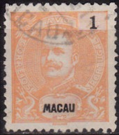 MACAU - 1898, D. Carlos I,  1 A.  D. 11 3/4 X 12  (o)  MUNDIFIL Nº 79 - Gebraucht