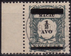 MACAU - 1910,  Selos De Porteado, Com Sobrecarga,  1/2 A.    D. 11 3/4 X 12   (o)  MUNDIFIL Nº 141 - Gebraucht