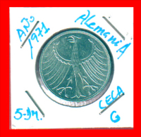 ALEMANIA R.F. MONEDA DE 5.00 DM -AÑO 1971-CECA- G - 5 Marchi